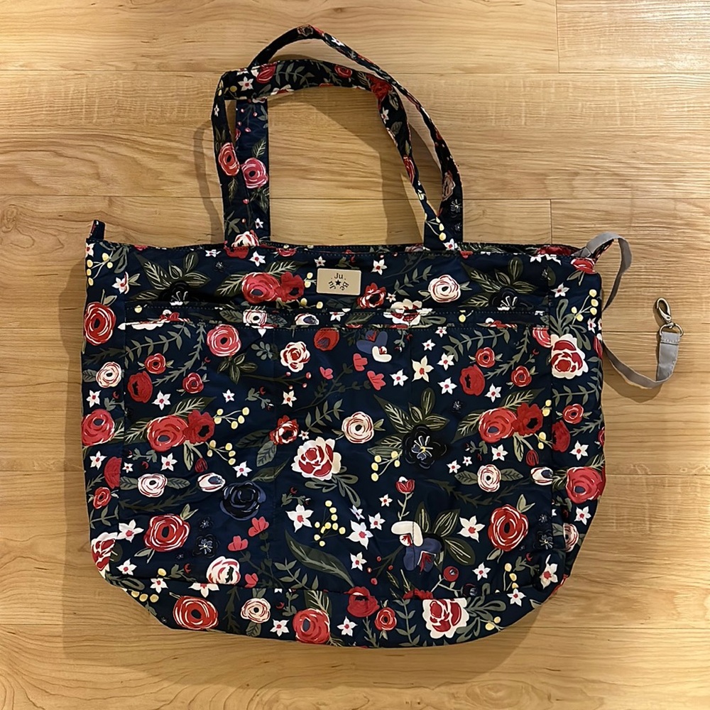 Ju Ju Be Tote - Navy Floral Print - Super Be size